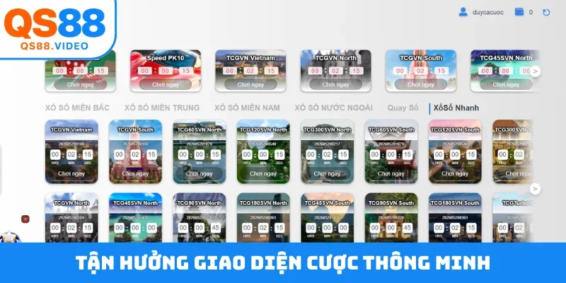 Tận hưởng giao diện cược thông minh