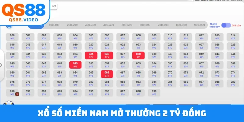 Xổ số miền Nam mở thưởng 2 tỷ đồng